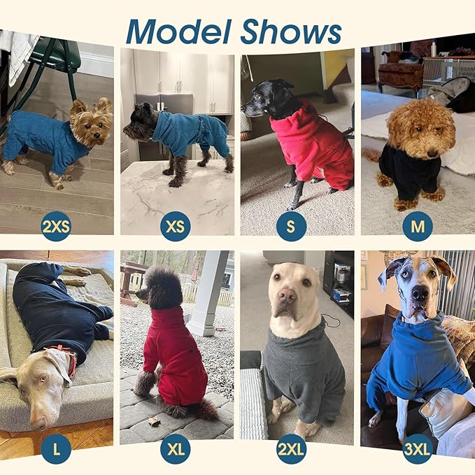 ROZKITCH Dog Warm Pajamas, Pet Windproof Warm Cold Weather Jacket Vest Cozy Jumpsuit Apparel Outfit Clothes for Small Medium Large Dog Walking Hiking Sleep Grey S