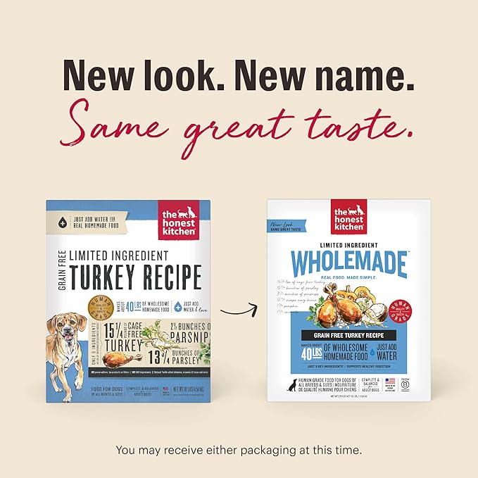 The Honest Kitchen Wholemade™ Limited Ingredient Turkey Dog Food, 10 lb Box