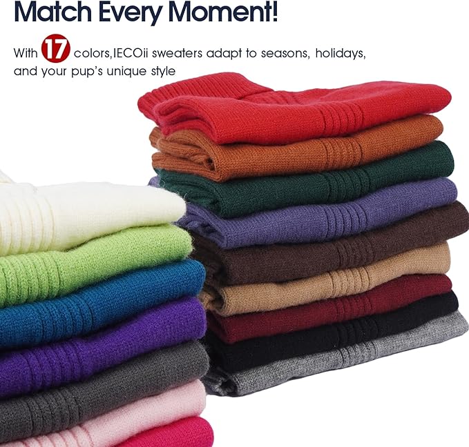 IECOii Dachshund Sweater,Turtleneck Dog Sweater for Small Medium Dogs Girl,Stretchy & Breathable,Warm Knitted Pullover Coat,High Neck Knitwear for Cold Weather Indoor & Outdoor Wear (Peacock Blue,M)
