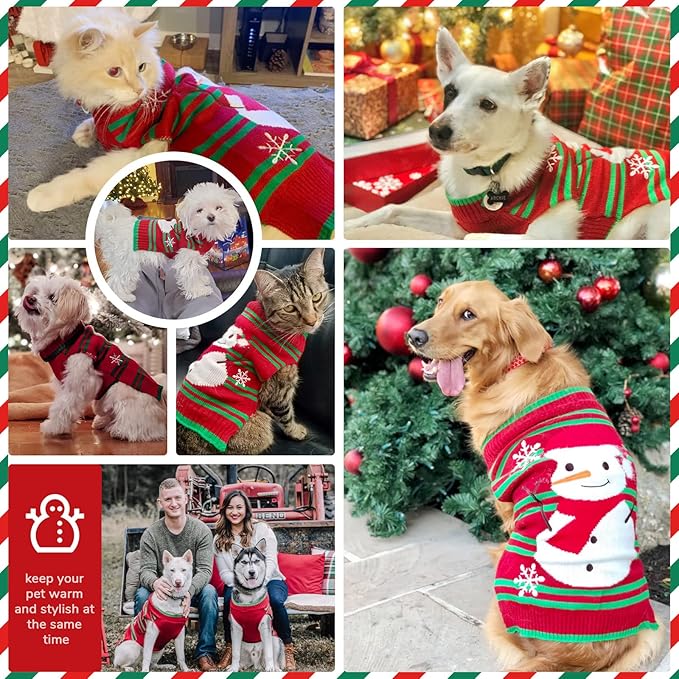 PETCARE Red Snowman Dog Sweater Christmas Dog Sweaters Vest Ugly Snow Xmas Puppy Costume Pet Holiday New Year Fall Winter Clothes for Small Medium Large Dogs Cats Pullover Sweaters Outfits,Medium