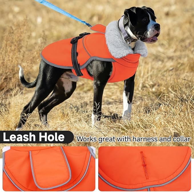 Lelepet Warm Dog Winter Coat Reflective Dog Jacket Fleece Vest Waterproof Windproof Cold Weather Coats with Adjustable Buckle Plush Turtleneck Pet Snowsuit for Small Medium Large Dogs,Pitbull,Lab,XL