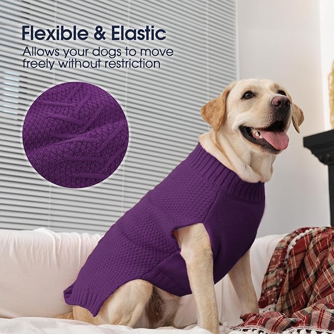 IECOii Dog Sweater - Warm Sleeveless Pullover for Large Dogs, Purple - Winter & Fall Coat for French Bulldog
