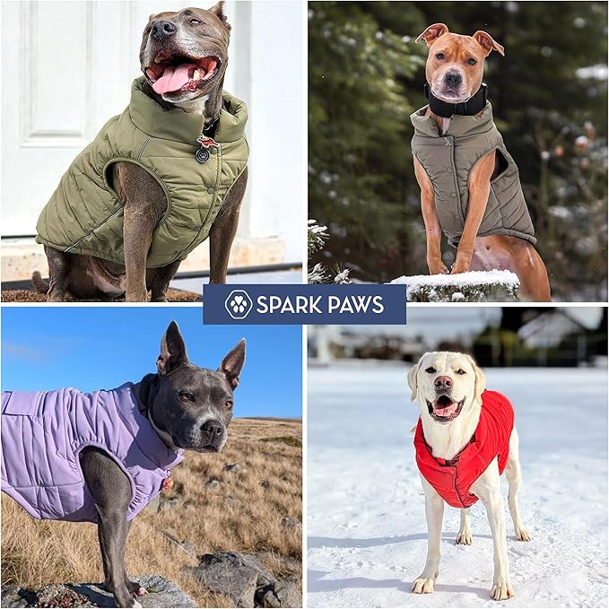 Spark Paws Dog Winter Jacket, Water-Resistant Coat, Warm Reflective Windproof Fleece-Interior, for Medium and Large Dogs - Tan - XL