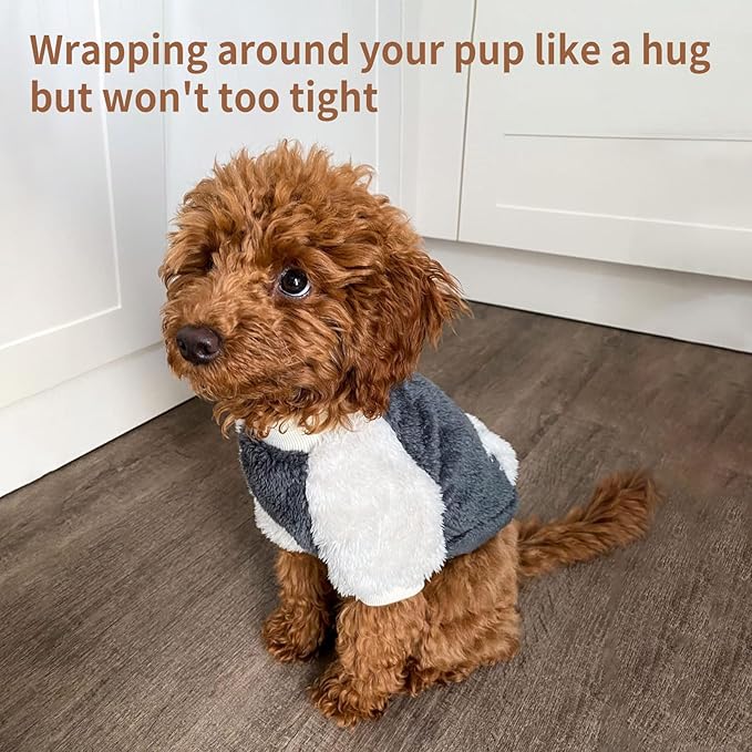 LESYPET Dog Sweater for Small to Medium Dogs, Fleece Lining Puppy Sweatshirt in Winter, Warm Puppy Clothes Pullover Jumper, Grey XX-Large