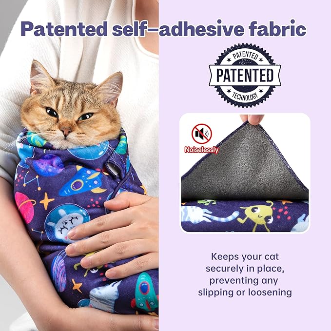 Paw Legend 35.4" Cat Wrap for Grooming Cat Wrap for Cutting Nails Cat Restraint for Nail Clipping Self Adhesive Blanket Restraint Cloth for Cats Within 22lbs