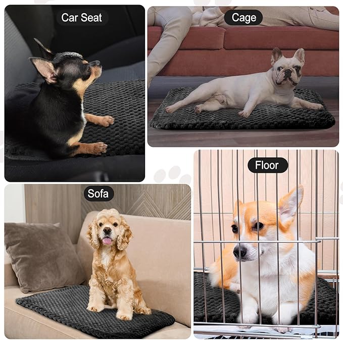 4 Pcs Self Heating Cat Pad Self Warming Cat Bed Dog Heating Pad Washable Thermal Pet Mat for Indoor Outdoor Pet 16 x 20 Inch Removable Non Slip(Black)