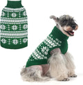 KOOLTAIL Cable Knit Dog Sweater Turtleneck, Cold Weather Pullover Classic Knitwear, Snowflake Pattern Thick Warm Winter Pet Clothes, Dog Christmas Sweater for Small Medium Large Dogs Cats,Green SM