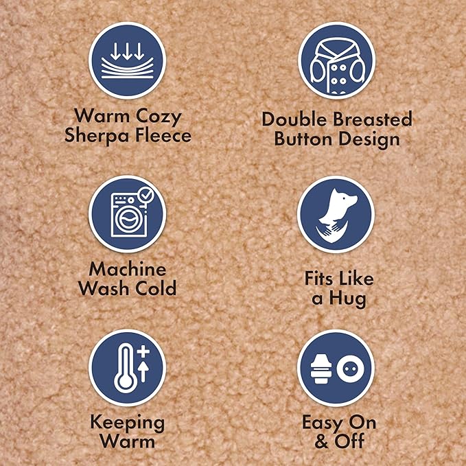 Spark Paws Teddy Dog Sweater, Sherpa Vest with Warm Fleece Lining, Winter Coat Suitable for Small Medium Large XL XXL Breeds - Brown - M