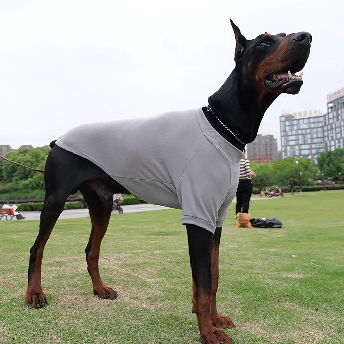 Lovelonglong Ribbed Dog T-Shirt Cotton Knitted Dog Sweaters for All Season Pet T-Shirts for Large Medium Small Dogs Dark Gray M