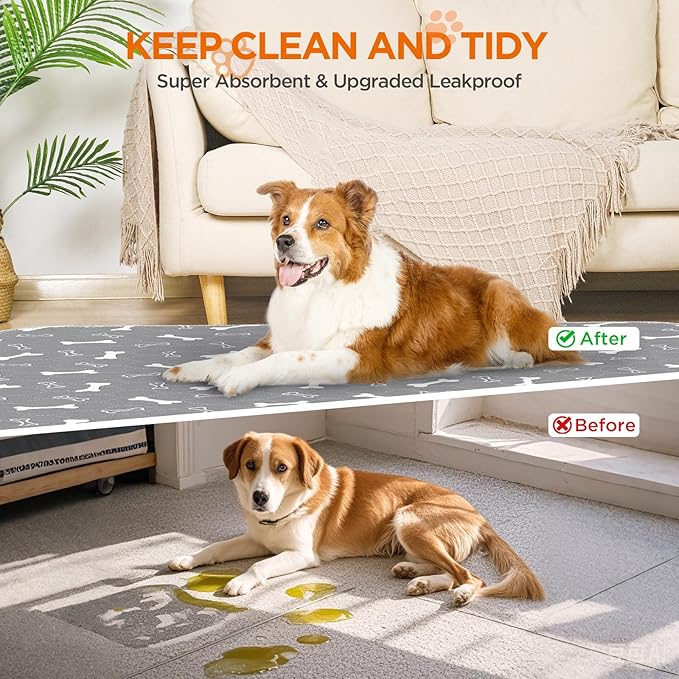 Washable Pee Pads for Dogs, 2Pcs Reusable Puppy Pads , Absorbent Dog Training Pads,100% Waterproof Non-Slip Whelping Pad Dog Playpen Indoor Cage Pad Couch Cover,Pet Supplies 31x36