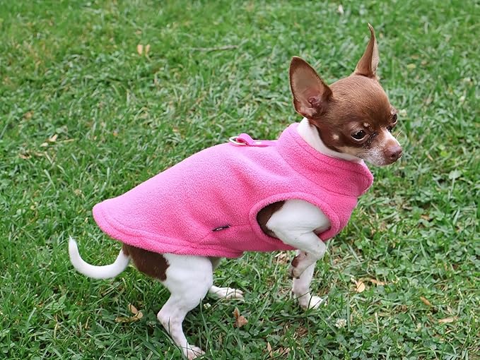 JACKO & CO - Fleece Vest Dog Sweater with Leash Ring - Soft, Warm & Lightweight Pullover Coat for Small & Medium Dogs, Puppies & Cats - Cozy Fall/Winter/Spring Pet Jacket (Pink, XS (2-4lbs))
