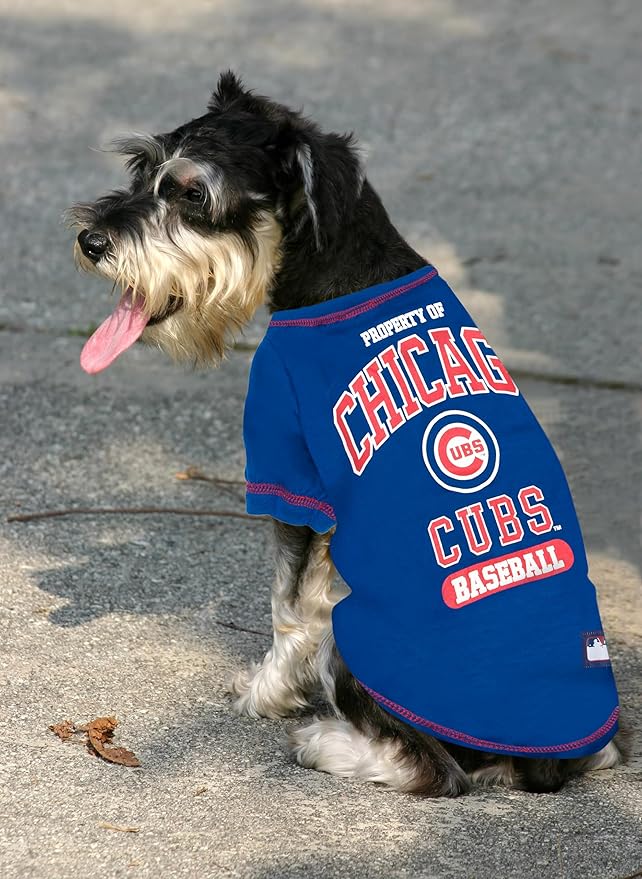 MLB Chicago Cubs Dog T-Shirt, Medium. - Licensed Shirt for Pets Team Colored with Team Logos. - Premium Stretchable Materials for The Comfort of Your Dog & cat.