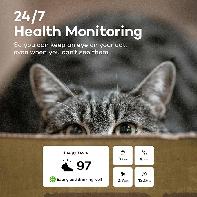 Health Tracker for Cats - Smart Cat Collar with Safety Breakaway Buckle for Indoor Cats, Wellness Alerts, Real-time Monitoring (Sakura, XS)