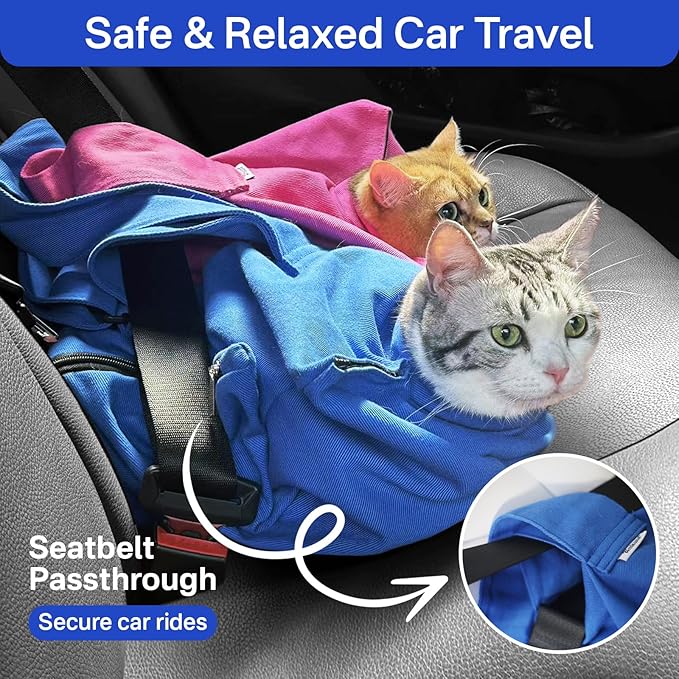 Cat Carrier Pouch, Bonding Care & Stress-Free Calm, Soft Cat Carrier Bag for Adult Cats 10–20 lbs, Restraint Bag for Vet Visits, Grooming & Everyday Care – Lavender
