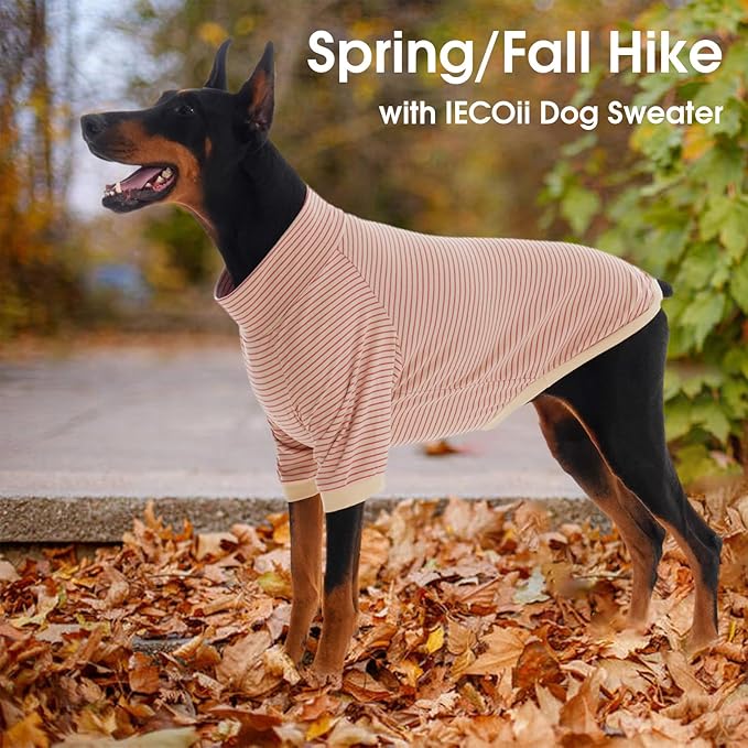 IECOii 2 Pack Dog Fleece Sweater for Small Dogs, Warm Dog Turtleneck with Stretch for French Bulldog, Cozy Fall Winter Pullover Dogs Sweatshirt with Sleeve, Indoor & Outdoor Sweaters for Walking, L