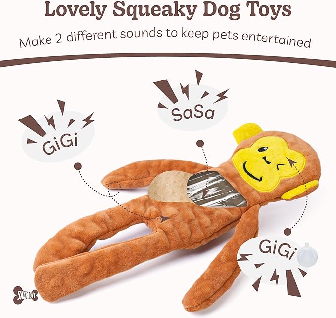 SHARLOVY No Stuffing Dog Toys 5 Pack, Crinkle Interactive Dogs Toy for Boredom, Puppy Toys for Teething to Keep Them Busy, Cute Squeaky Dogs Toy for Small, Medium, and Large Breed
