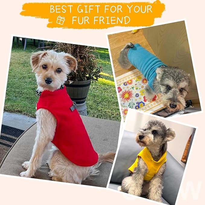 BEAUTYZOO Dog Fleece Vest Sweater Winter Jacket for Small and Medium Dogs with D-Ring Leash Cold Weather Coat Hoodie for XS S M Dogs Boy or Girls, Yellow L