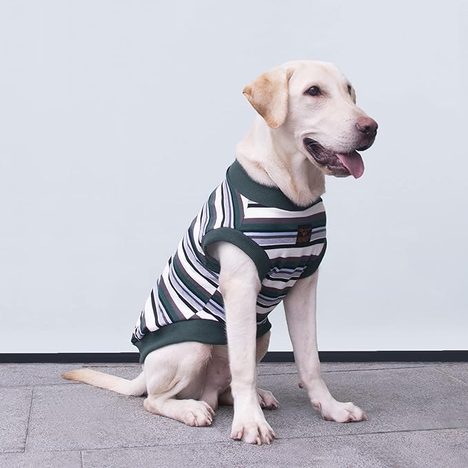 Extra Large Dog T Shirts Clothes Sleeveless Tank Top Vest for Labrador Rottweiler Great Dane, Green, 2X-Large