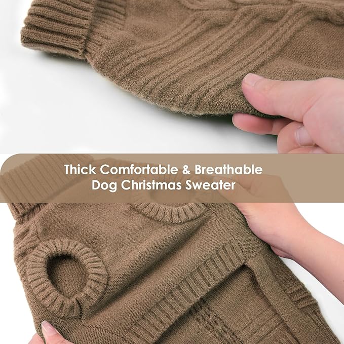 Dog Sweaters for Large Dogs Male Female Pet Knitwear Classic Puppy Warm Pullover Turtleneck Cold Weather Clothes for Labrador(Brown, 2XL)