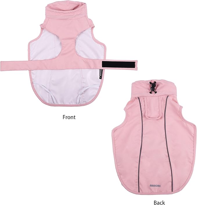 Waterproof Dog Raincoat with Reflective Strip, Adjustable Breathable Rain Coat Jacket with Leash Hole for Dogs (Pink, Medium)