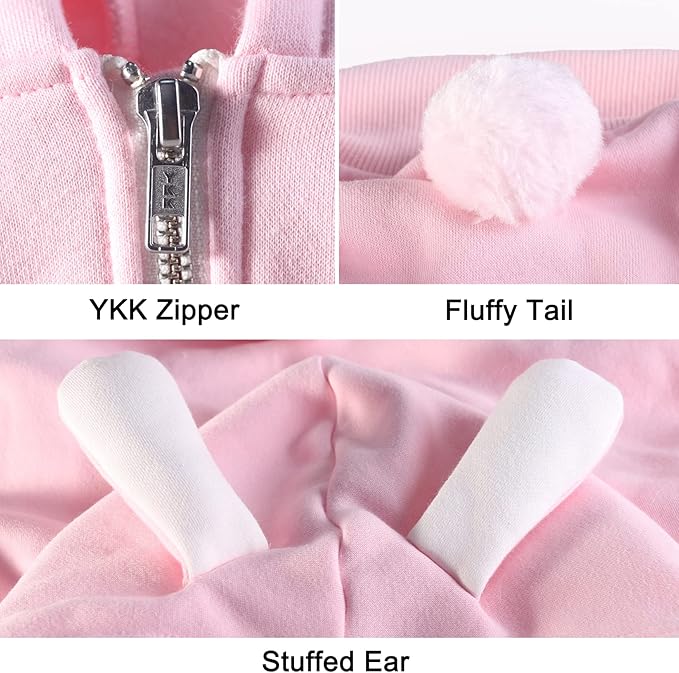 Extra Large Dog Christmas Bunny Costumes Rabbit Hoodies Clothes for Easter Day Halloween Labrador Rottweiler Great Dane, Pink, 7X-Large