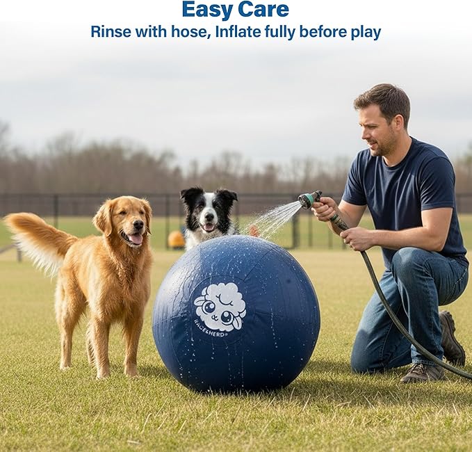 Race&Herd 22" Original XXL Herding Ball for Dogs - Giant Herding Dog Ball Australian Shepherds, Herding Toys, Dog Training Toy for Large Breeds, Dog Toy for Outdoor Play (Small/Medium Dogs, Yellow)
