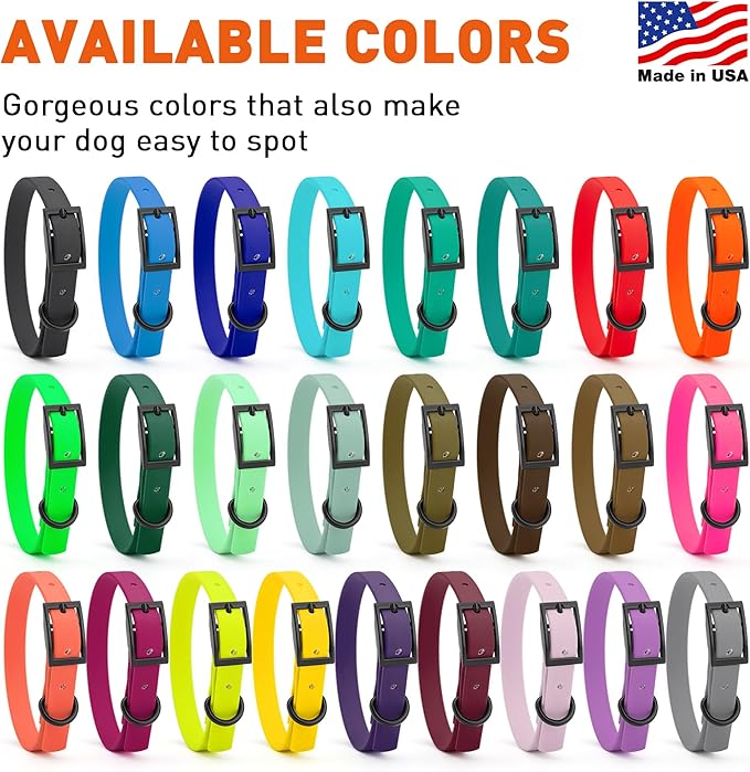 Dogline Biothane Waterproof Dog Collar Strong Coated Nylon Webbing with Black Hardware Odor- Proof for Easy Care Easy to Clean High Performance Fits Small Medium or Large Dogs, Magenta Pink