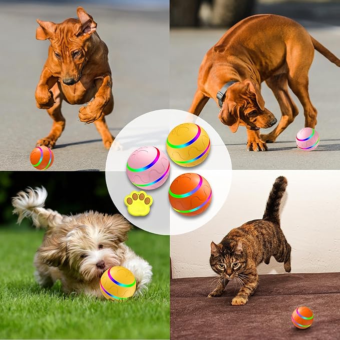 Shaky Ball Toy for Dogs, Large Pet Bounce, Jumping Ball Dog Toy, Automatic Activation Sports Rolling, 2025 New Big Pet Moving Balls (Yellow, Smart)