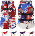 Dogcheer Dog Winter Coat, American Flag Dog Jacket with Harness, Adjustable Puppy Coat with Zipper, Waterproof Pet Fleece Jacket Snowsuit for Small Medium Large Dogs - US Flag 2XL