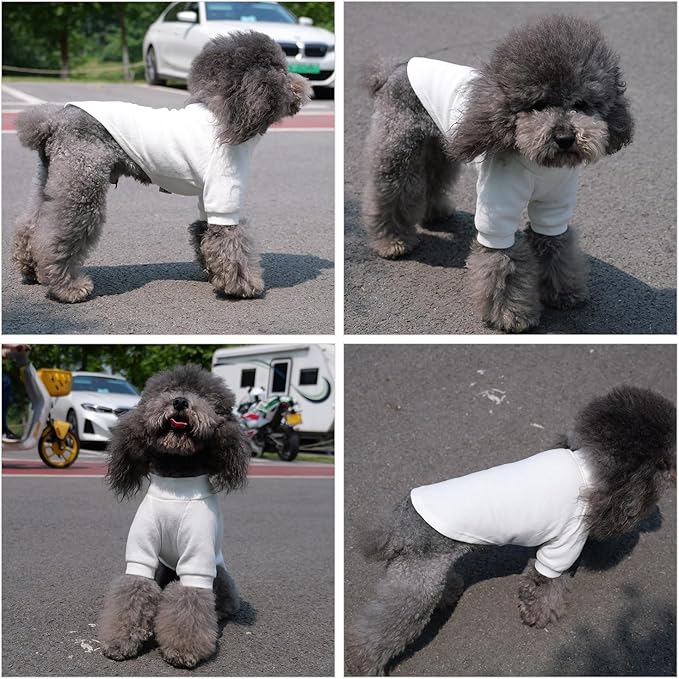 Lovelonglong Ribbed Dog T-Shirt Cotton Knitted Dog Sweaters for All Season Pet T-Shirts for Large Medium Small Dogs Off White M