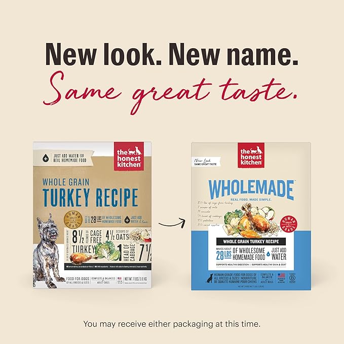 The Honest Kitchen Wholemade™ Whole Grain Turkey Dog Food, 4 lb Box