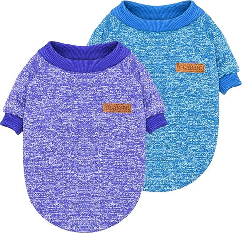 2 Pieces Pet Dog Classic Knitwear Sweater, Fleece Coat for Small,Medium Dogs,Warm Pet Dog Cat Clothes,Soft Puppy Customes for Chihuahua Yorkshire Tzu (Blue Dark Navy,M)