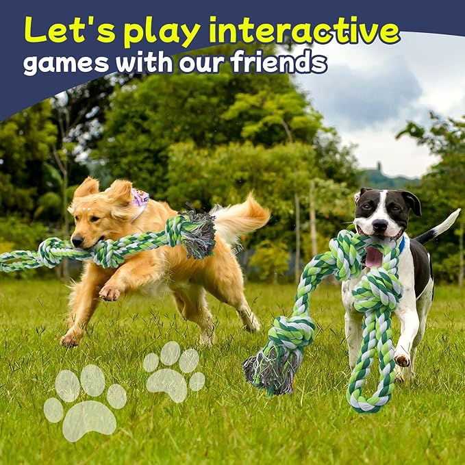 Rocfish [3 Pack] Dog Rope Toys for Aggressive Chewers, Nearly Indestructible Tug of War Toys for Large & Medium Dogs, 100% Cotton, Teeth Cleaning Chew Rope, Heavy Duty Tug of War Dog Toy for Boredom