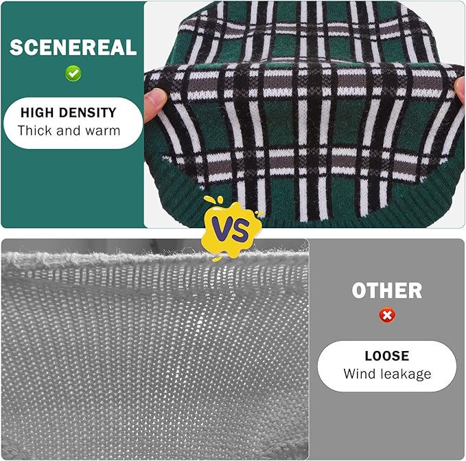 SCENEREAL Turtleneck Dog Sweater for Small Medium Large Dogs Girls Boys, Christmas Plaid Pullover Puppy Sweatershirt, Dogs Cold Weather Outfit Clothes, Ideal Gift for Pet in New Year, Green Plaid L