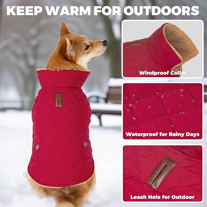Dog Coat, Warm Windproof Dog Coats for Large Dogs Boy, Waterproof Pet Winter Jacket, Cold Weather Clothes Dogs Snowsuit with Leash Hole, Red XXX-Large