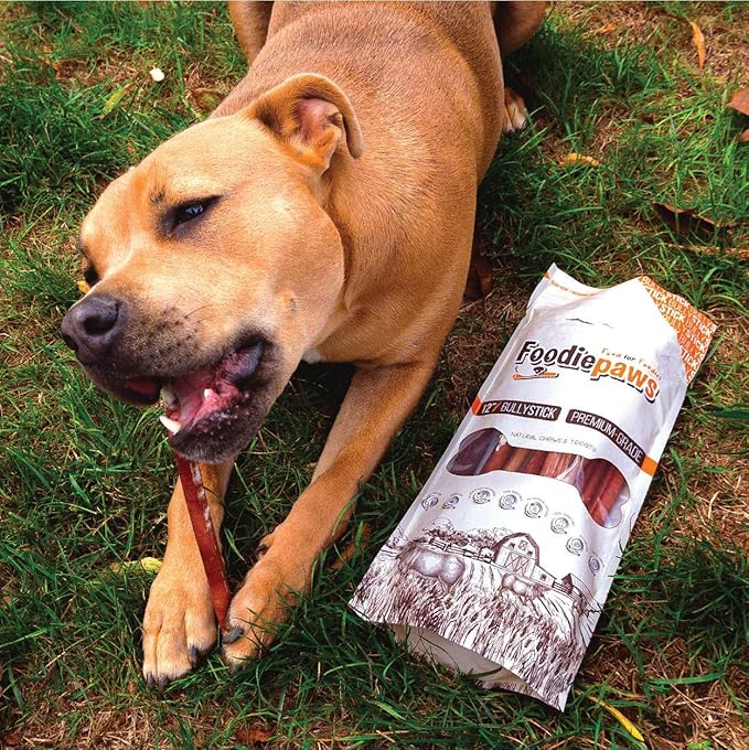 FOODIEPAWS 6 Inch Thin Bully Sticks for Dogs, 25 Pack Bulk | All Natural, Grass-Fed Beef | High Protein, Rawhide-Free & Fully Digestible Dog Chews | Long Lasting Dental Treats for Puppies & Small Dogs