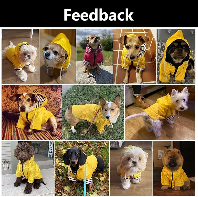 Dog Raincoat rain Jacket Raincoat Dogs Waterproof Small Medium Breeds Zip Closure Storage Pocket Harness Hole Yellow Medium