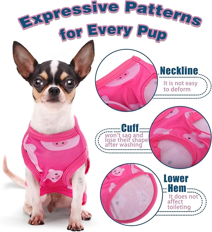 Adorable Pink Pig Dog Shirt: Lightweight Polyester Cartoon Puppy Vest, Small Medium & Large Dog T-Shirt, Summer Pet Clothes, Cute Dog Apparel, Breathable Dog Tank Top 3XL