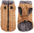 Warm Fleece Dog Coats with Durable Harness Buitl in D-Ring,Waterproof Puppy Jacket for Small Dogs,Dog Vest for Cold Winter,Burnished Khaki M