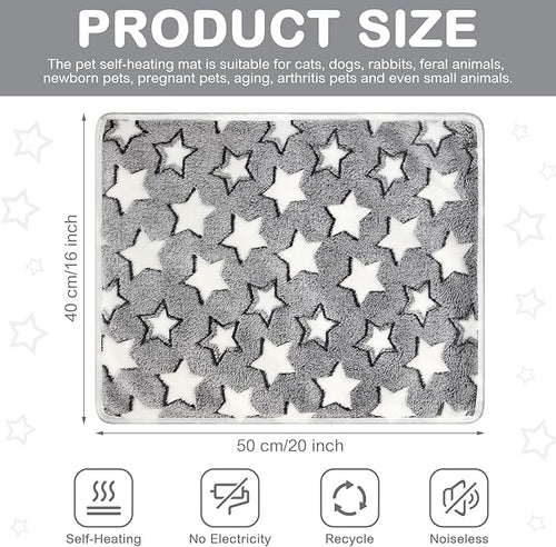 2 Pack Self Warming Cat Bed Self Heating Dog Pad Cat Warming Pad Thermal Pet Mat Washable Reflect Body Heat Removable Cover for Indoor Kittens Puppies Feral Pet(Large Star,16 x 20 Inch)