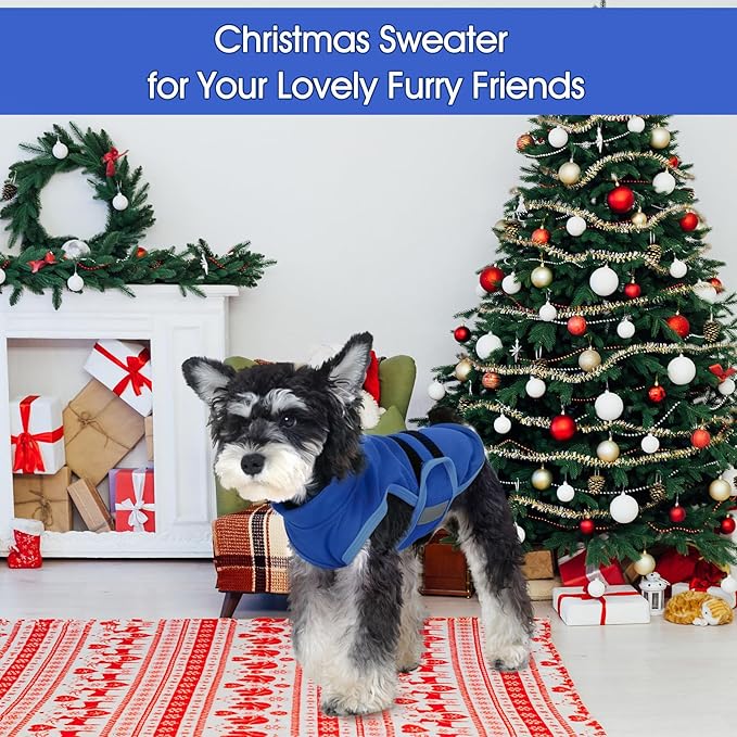 IDOMIK Warm Fleece Dog Sweater for Large Dogs,Soft Winter Dog Fleece Jacket Coat for Fall Cold Weather,Adjustable Fleeced Vest with Reflective Strips,Pullover Pet Sweatshirt for Girl Boy Dogs,Blue,XL