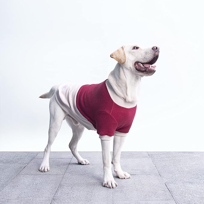 Extra Large Dog Sweaters Warm Clothes Pullover Sweatshirts for Labrador Rottweiler Great Dane, Dark Red Beige, 4X-Large