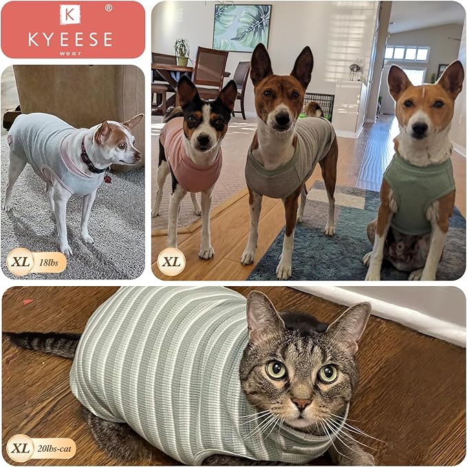 KYEESE 2Pack Dog Shirts Waffle for Small Dogs Stretchy T-Shirts Lightweight Tank Top Sleeveless Dog Vest Breathable, X-Large, Pink+Grey