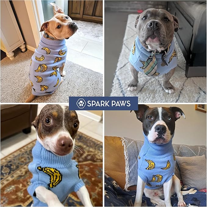 Spark Paws Knit Dog Sweater – Ultra Soft Warm Winter Dog Sweater for Small, Medium & Large Dogs – Stretch Fit Pet Sweater for French Bulldog, Pitbull, Girl & Boy Dogs Jacket, (Banana,L)