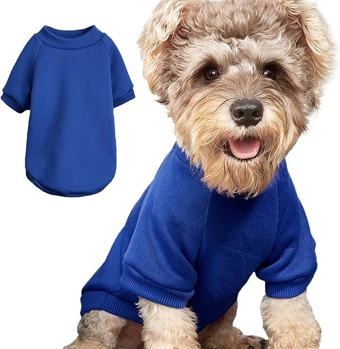 Puppy Sweater for Small Dogs Clothes Warm Winter Cat Clothe Pet Sweatshirt Knitwear Doggie Kitten Clothing, Blue, X-Small