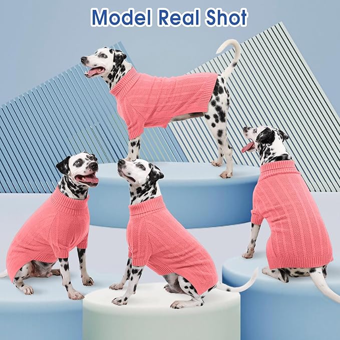 Queenmore XSmall Dog Sweater - Soft Knitted Turtleneck Pullover for Dogs, Chihuahua (Pink, XS)