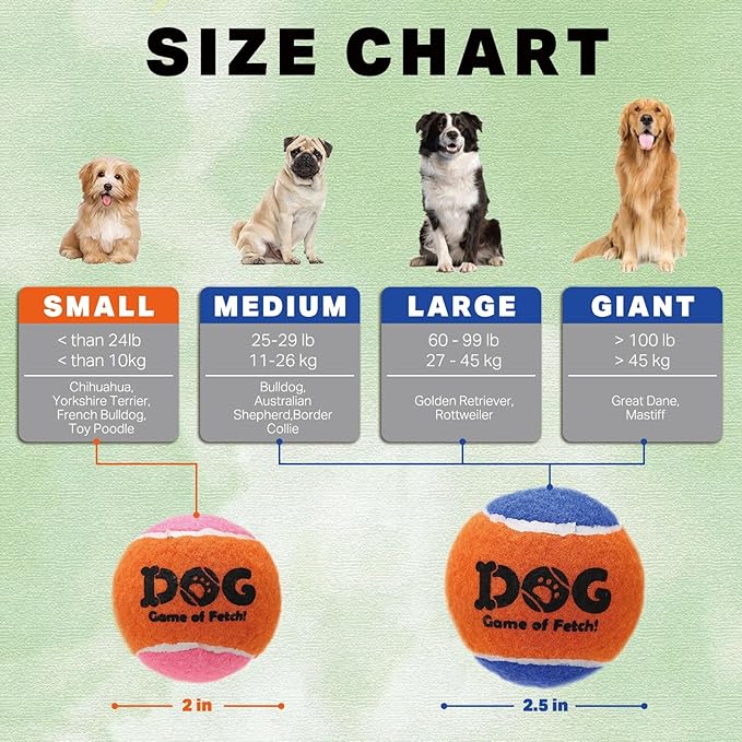 AMA SPORT Squeaky Tennis Balls for Dogs 2.5" Small Medium Dog Tennis Balls for Throwing and Fetching Dog Toys for Training, Exercise, High Bouncing 4 Pack (Orange Light Blue)