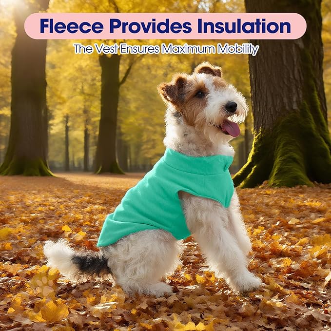 FUAMEY Dog Fleece Vest for Large Dogs,Warm Stretchy Dog Sweatshirts Pullover with Leash Hole Dogs Sweater Soft Pet Turtleneck Cozy Pet Vest Lightweight Sleeveless Cyan XL