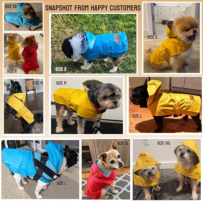 Dog Raincoat Dog Rain Jacket Poncho Waterproof Pet Rain Suit Double Layer Breathable Lining Hooded Leash Hole Adjustable Puppy Small Medium Dogs,Blue,XL