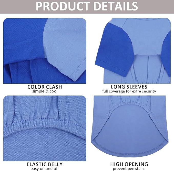 2 Pack X-Large Dog Shirts - Breathable Lightweight Durable Tees, Durable Moisture-Wicking Clothes for Beagle, Bullmastiff, Sleeping Hot Summer Day Outdoor Activities, Travel, Seaside, Blue